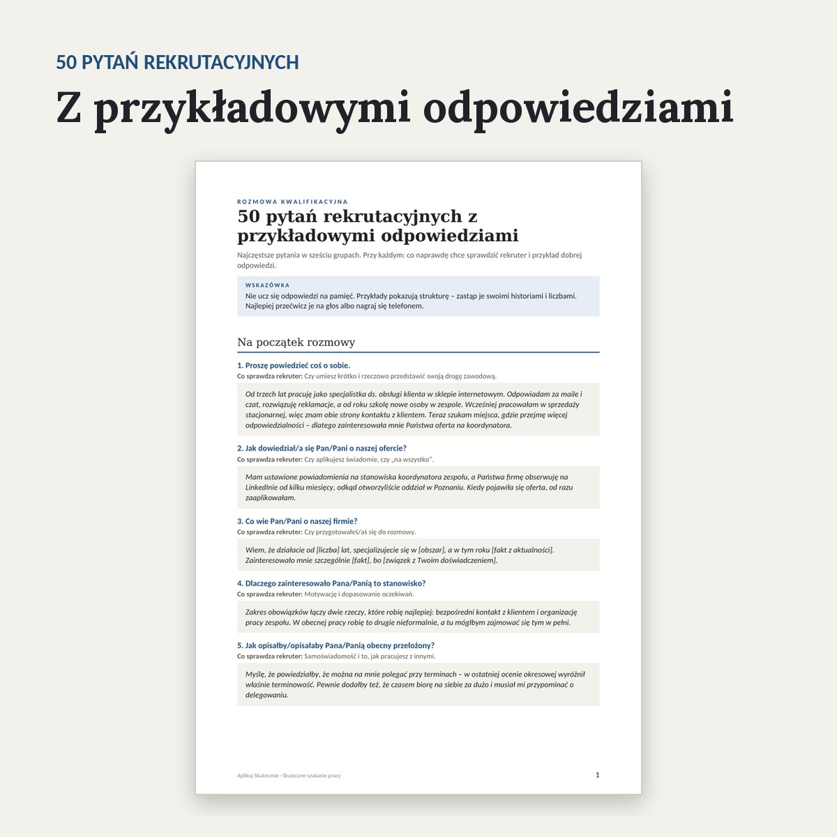 50 pytań i skrypt negocjacji